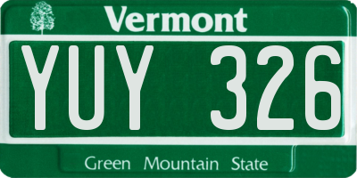 VT license plate YUY326