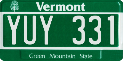 VT license plate YUY331