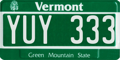 VT license plate YUY333