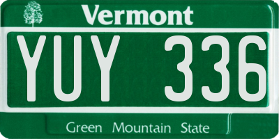 VT license plate YUY336