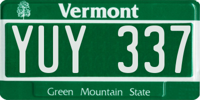 VT license plate YUY337