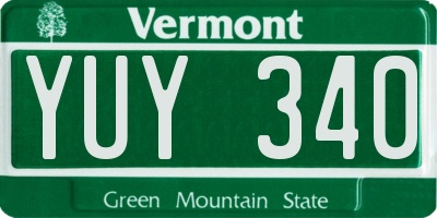 VT license plate YUY340
