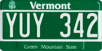 VT license plate YUY342