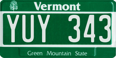 VT license plate YUY343