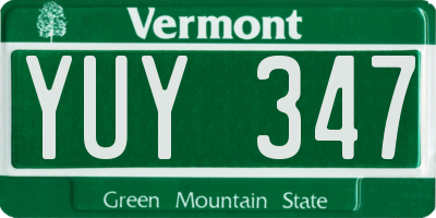 VT license plate YUY347