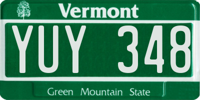 VT license plate YUY348