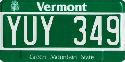 VT license plate YUY349