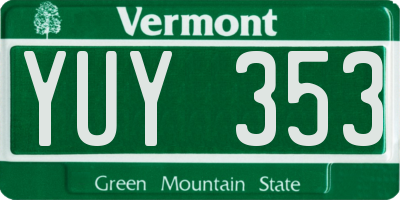 VT license plate YUY353