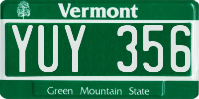 VT license plate YUY356