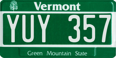 VT license plate YUY357