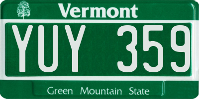 VT license plate YUY359