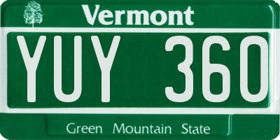 VT license plate YUY360