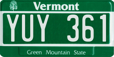 VT license plate YUY361