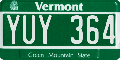 VT license plate YUY364