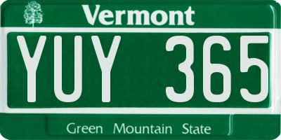 VT license plate YUY365