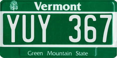 VT license plate YUY367