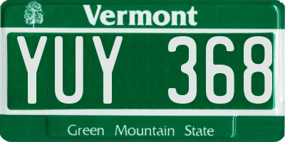 VT license plate YUY368