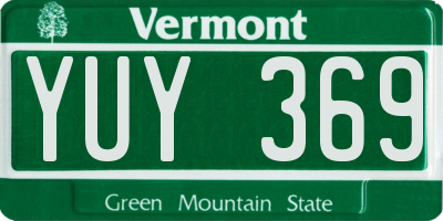 VT license plate YUY369