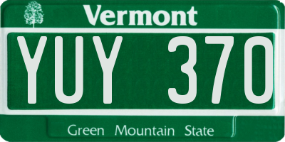 VT license plate YUY370