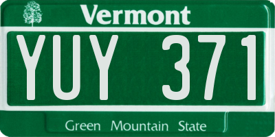 VT license plate YUY371