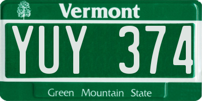 VT license plate YUY374