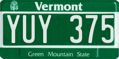 VT license plate YUY375