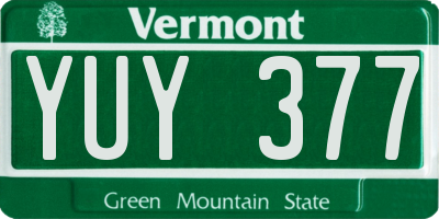 VT license plate YUY377
