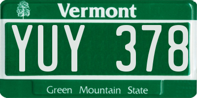 VT license plate YUY378