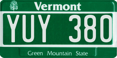 VT license plate YUY380