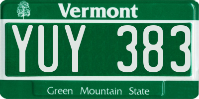VT license plate YUY383