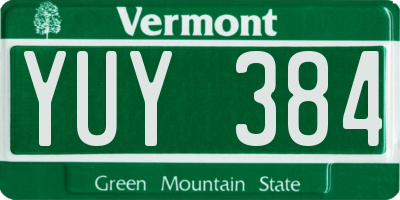 VT license plate YUY384