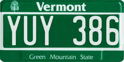 VT license plate YUY386