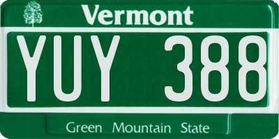 VT license plate YUY388