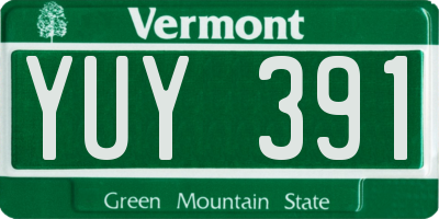 VT license plate YUY391