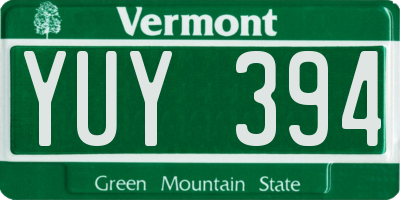 VT license plate YUY394