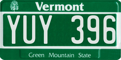 VT license plate YUY396