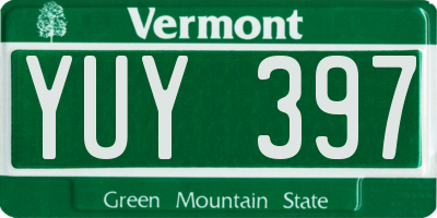 VT license plate YUY397