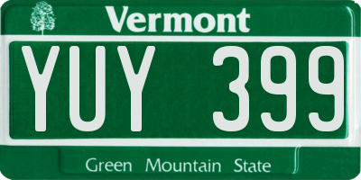 VT license plate YUY399