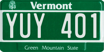 VT license plate YUY401