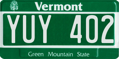 VT license plate YUY402