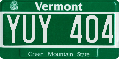 VT license plate YUY404