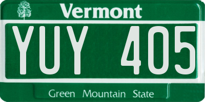 VT license plate YUY405