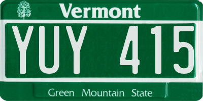 VT license plate YUY415