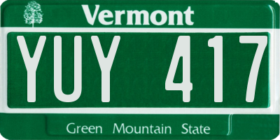 VT license plate YUY417