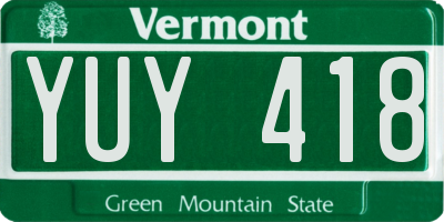 VT license plate YUY418