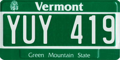 VT license plate YUY419