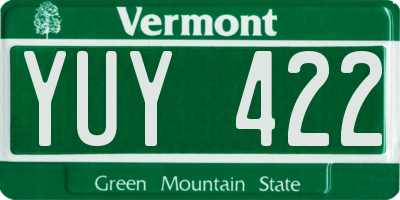 VT license plate YUY422