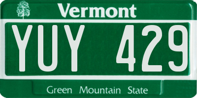 VT license plate YUY429