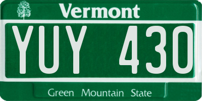 VT license plate YUY430