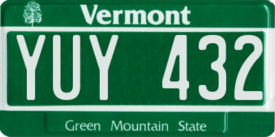 VT license plate YUY432